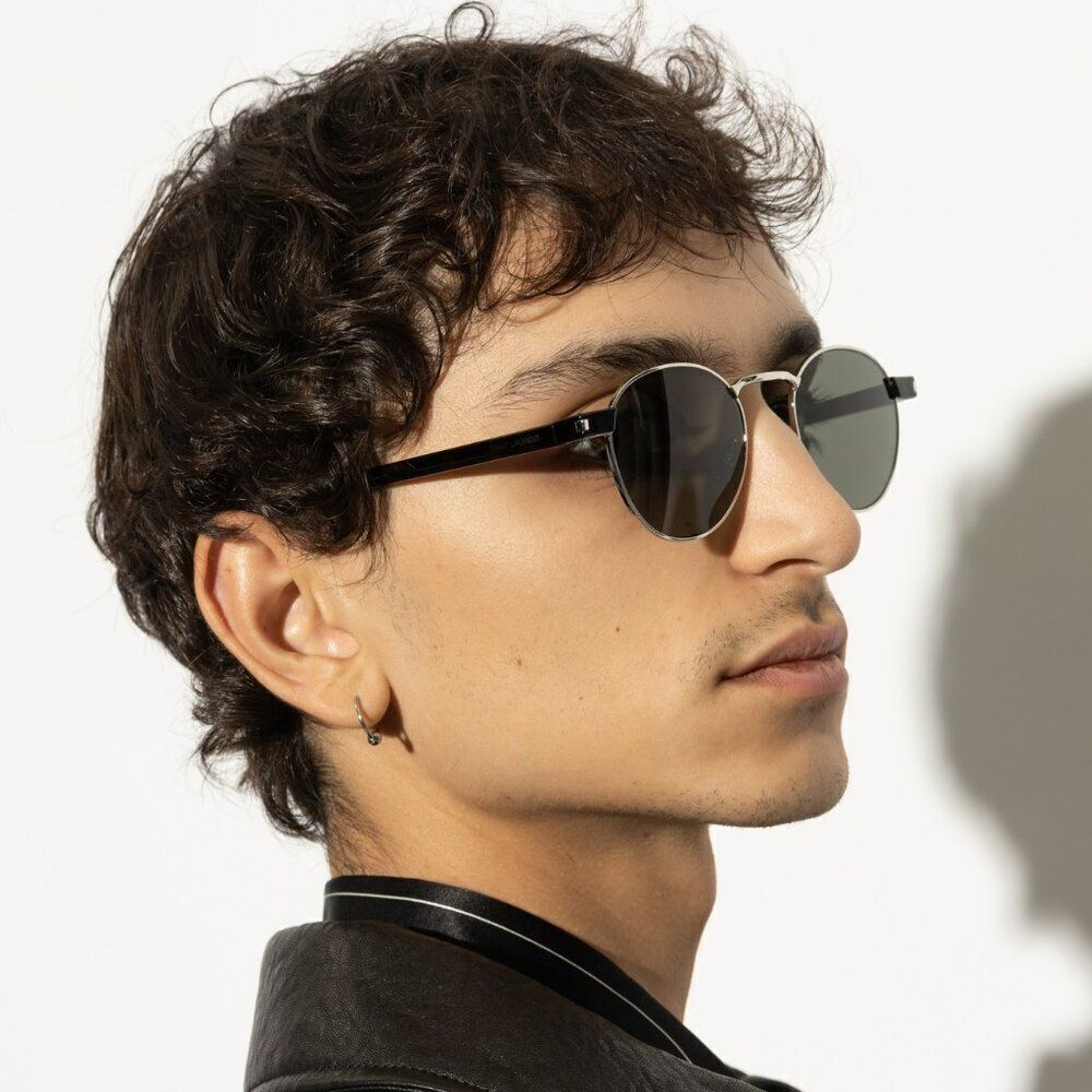 SALE! NEW Saint Laurent SL707 002 Gold Havana Green Oval Unisex Sunglasses